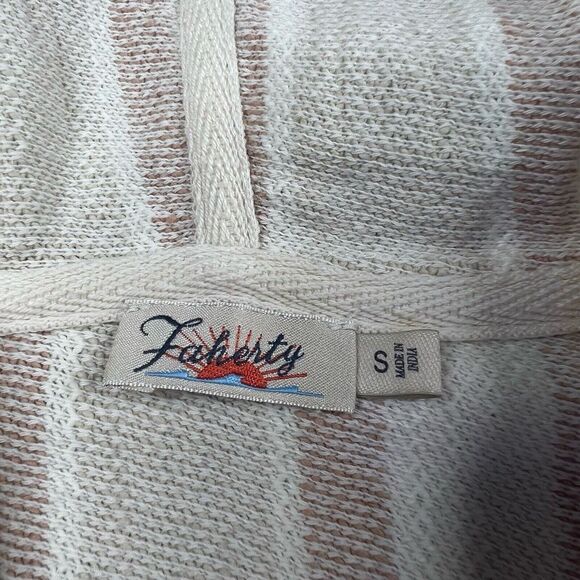 Faherty Day tripper Hoodie Striped Neutral Cotton Oversized Women's Size S Small - Picture 8 of 11